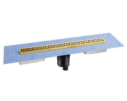 Желоб водосток В1 ANTIK 800, золото глянец, S-сифон D50/105 H50 вертикальный, BERGES