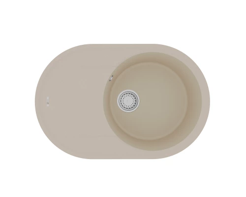 Кухонная мойка Lemark LACHA 760 врезная овальная с крылом из кварцгранита, Бежевый