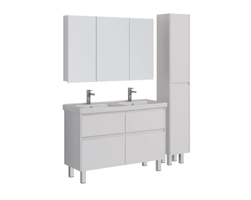 Шкаф зеркальный Lemark UNIVERSAL 120х80 см 3-х дверный, цвет корпуса: Белый глянец