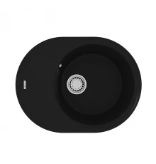 Кухонная мойка Lemark LACHA 620 врезная овальная с крылом из кварцгранита, Антрацит 