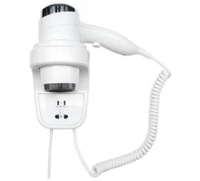 Фен HOTELline настенный белый с розеткой 1800-2200 W, 02012.W, шт