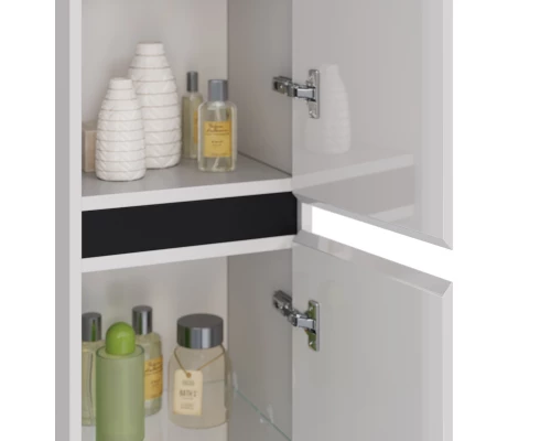 Пенал Lemark COMBI 35 см подвесной/напольный, 2-х дверный, открывание лев/прав, цвет планки: Чёрный,