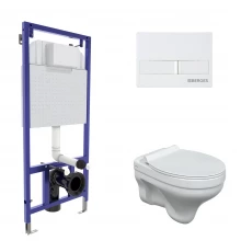 Комплект: инсталляция NOVUM, кнопка белая L1, унитаз ALBIT S, сиденье дюропласт Top Slim SO, BERGES