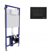 Инсталляция  для скрытого монтажа унитаза NOVUM кнопка S5 Soft Touch, черная, BERGES