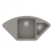 Кухонная мойка Lemark IRKANA 980 врезная угловая с доп. чашей и крылом из кварцгранита, Грей