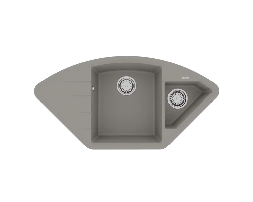 Кухонная мойка Lemark IRKANA 980 врезная угловая с доп. чашей и крылом из кварцгранита, Грей