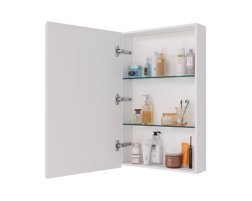 Шкаф зеркальный Lemark UNIVERSAL 50х80 см 1 дверный, петли слева, цвет корпуса: Белый глянец