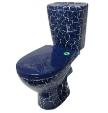 СОЛО Унитаз-компакт горизонт. выпуск, 2-х уровн. арм., сид. полипр., синий кракелюр. ROSA