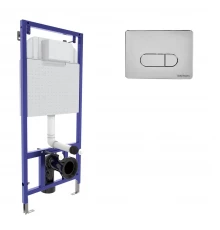 Инсталляция  для скрытого монтажа унитаза NOVUM кнопка D3, хром глянец, BERGES