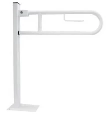 Полукруглый поручень для людей с ограниченными возможностями с креплением к полу, белый.