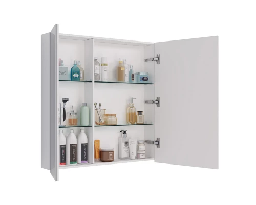 Шкаф зеркальный Lemark UNIVERSAL 80х80 см 2-х дверный, цвет корпуса: Белый глянец