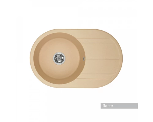 Мойка для кухни  Амира  780x500x211 мм, круглая с крылом, латте