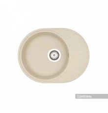 Мойка для кухни  Чезана 568x437x191 мм,круглая с крылом, шампань