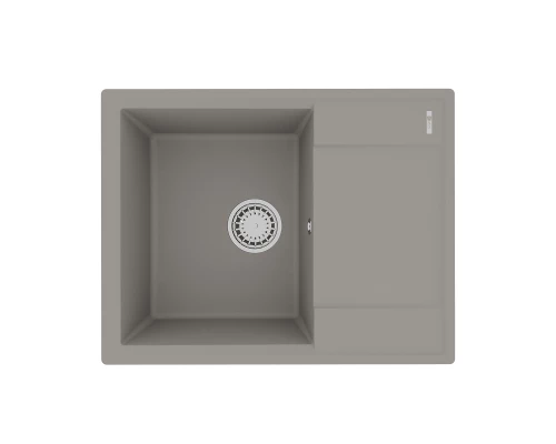Кухонная мойка Lemark IMANDRA 640 врезная прямоугольная с крылом из кварцгранита, Грей