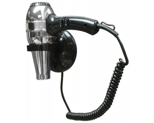 Фен HOTELline настенный с антивандальной защитой 1800 W черный/металлик