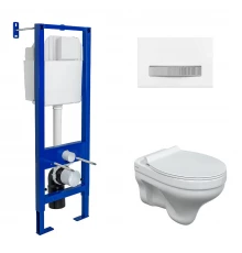 Комплект: инсталляция ATOM Line 410 хром/белая, унитаз ALBIT S, сиденье дюропласт Top Slim SO, BERGE