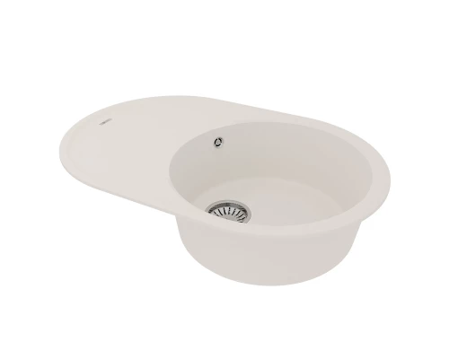 Кухонная мойка Lemark LACHA 760 врезная овальная с крылом из кварцгранита, Жасмин 