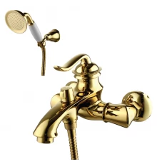 Brava Смеситель для ванны, монолитный излив 196мм лейка, р/ОД, золото, LM, LM4712G
