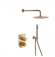 Встраиваемая душевая система с тропическим душем и душевым комплектом TZAR K3415021OC золото браширо