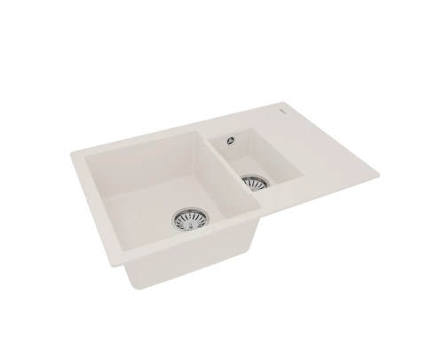 Кухонная мойка Lemark RAMZA 760 врезная прямоугольная с доп.чашей и крылом из кварцгранита, Жасмин 