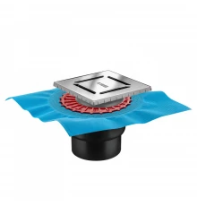 Трап водосток ZENTRUM Norma 150х150, хром глянец, выпуск D50/75/110 H74 вертикальный, BERGES