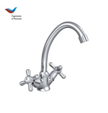 ПРОРАБ Смеситель для мойки и умывальника с высоким изливом, двуручный, СЛАВЕН, О11