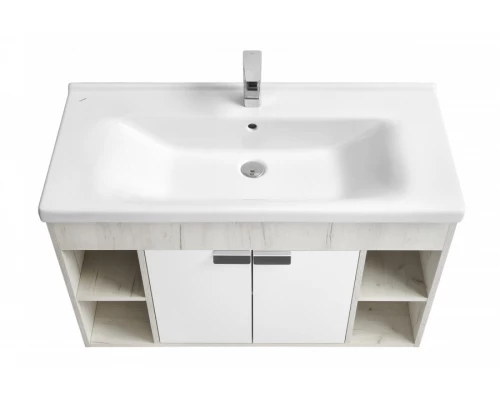 Тумба ФЛАЙ 100, белая, дуб крафт (под раковину МИРАНДА 100)