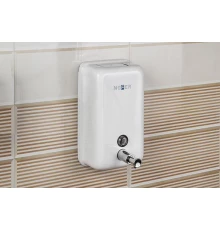 Диспенсер для мыла из  Стали Белый. 1200 мл.  Вертикальный