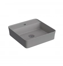 Раковина Ego SL накладная, 45x45 см, с отверстием под смеситель, квадратная, серый матовый, BERGES