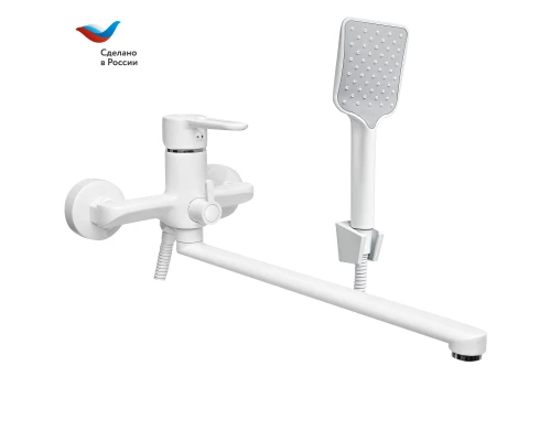 ГОРОД Смеситель для умывальника с литым изливом, белый, СЛ-ОД-Т3Б Славен
