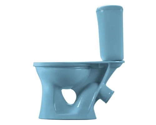 Унитаз-компакт Виктория косой выпуск, н/п., кноп. арматурой и сиденьем полипропилен, голубой SANTERI