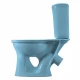 Унитаз-компакт Виктория косой выпуск, н/п., кноп. арматурой и сиденьем полипропилен, голубой SANTERI