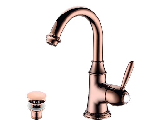 Spark Смеситель для раковины, монолит.излив 138мм дон.клап.Click/Cla, р/ОД, роз.золото, LM, LM6707RG