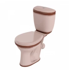 Унитаз-компакт Виктория косой выпуск, н/п., кноп. арматурой и сиденьем полипропилен, бежевый SANTERI