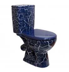 УЮТ Унитз-компакт, косой выпуск, 2-х режим. арм.Инкоэр, сид. п/п Уклад, синий кракелюр ROSA