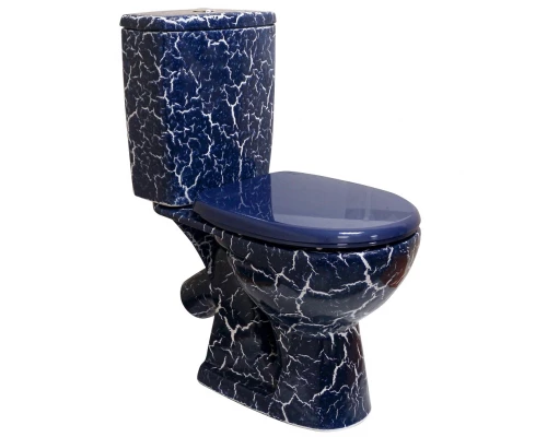 УЮТ Унитз-компакт, косой выпуск, 2-х режим. арм.Инкоэр, сид. п/п Уклад, синий кракелюр ROSA