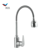 СТАЛЬ Смеситель для мойки с гибким изливом,одноручный, СЛАВЕН, НЖ25