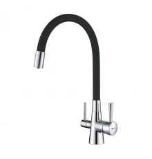 Comfort Смеситель для кухни, гиб.излив 228мм фильтр.воды, р/ОД, хром/черный, LM, LM3075C