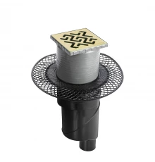 Трап водосток PLATZ Antik 100х100, бронза, S-сифон D50/105 H50 вертикальный, BERGES