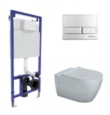 Комплект: инсталляция NOVUM, кнопка L3, унитаз MASCON  Rimless, сиденье дюропласт Toma Slim SO, BERG