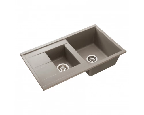 Мойка для кухни  Делия 87 870x510x218 мм, прямоуг. с крылом и доп. чашей, серый шелк