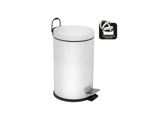 Ведро-контейнер для мусора с педалью 12 л, микролифт, белое,  BERGES