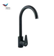 СТАЛЬ Смеситель для мойки с высоким изливом,черный,одноручный, СЛАВЕН, НЖ27