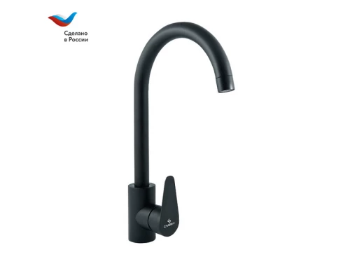СТАЛЬ Смеситель для мойки с высоким изливом,черный,одноручный, СЛАВЕН, НЖ27