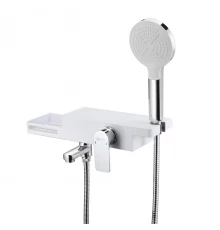 UNIBOX Смеситель для ванны, пов.излив 127мм держ. на теле, р/ОД, хром/белый, LM, LM6914CW