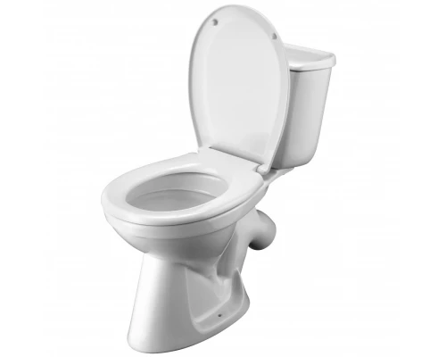 БРИЗ Унитаз-компакт, косой выпуск, эконом., 1-режимная арматура, сиденье полипропилен. САНТЕК