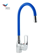 ЦВЕТ Смеситель для мойки с высоким изливом из силикона, синий, СЛАВЕН,Ц2С.