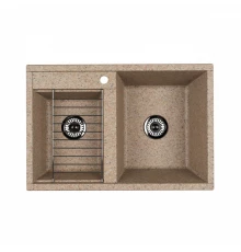 Мойка для кухни  Делия 78 DBL  780x520x218 мм, прямоуг. с крылом, песочный