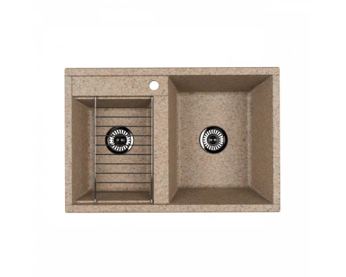 Мойка для кухни  Делия 78 DBL  780x520x218 мм, прямоуг. с крылом, песочный