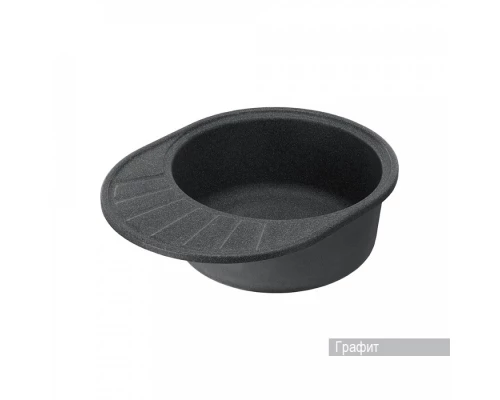 Мойка для кухни  Чезана 568x437x191 мм,круглая с крылом, графит